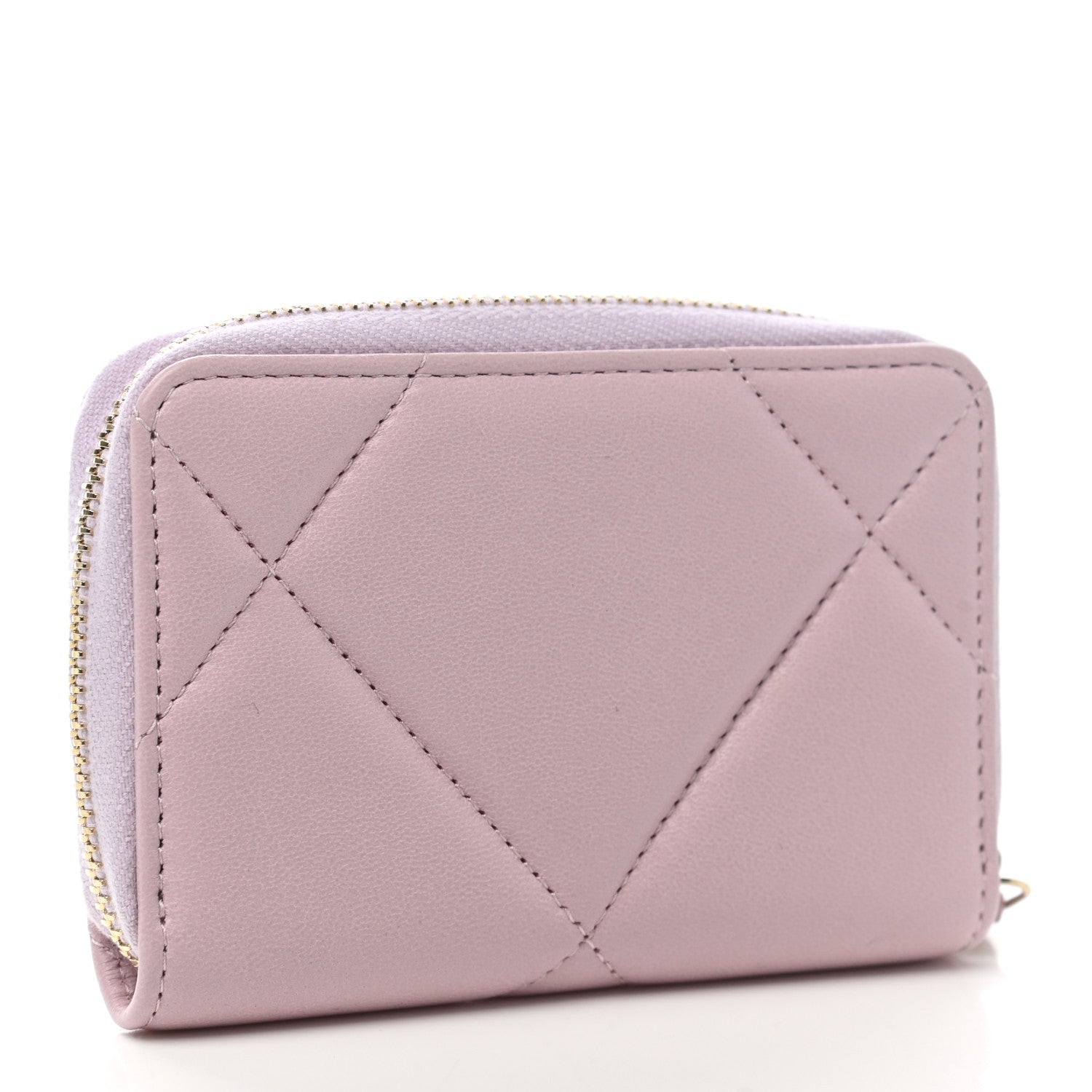 Chanel Lambskin Quilted Chanel 19 Zip Around Coin Purse Wallet Light Pink 3 of 7