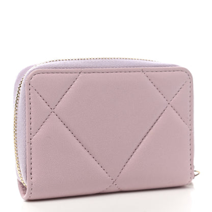 Chanel Lambskin Quilted Chanel 19 Zip Around Coin Purse Wallet Light Pink 3 of 7