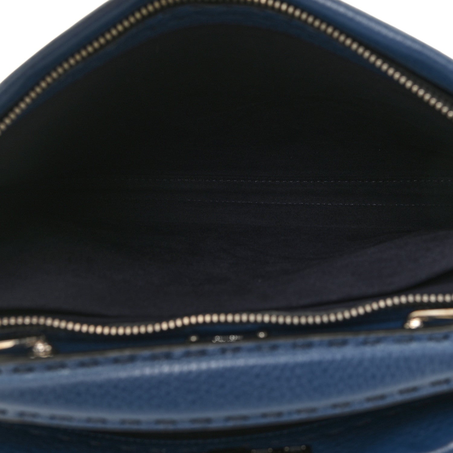 Fendi Cuoio Romano Selleria Large Peekaboo Iconic Fit Satchel Blue Marine 6 of 12