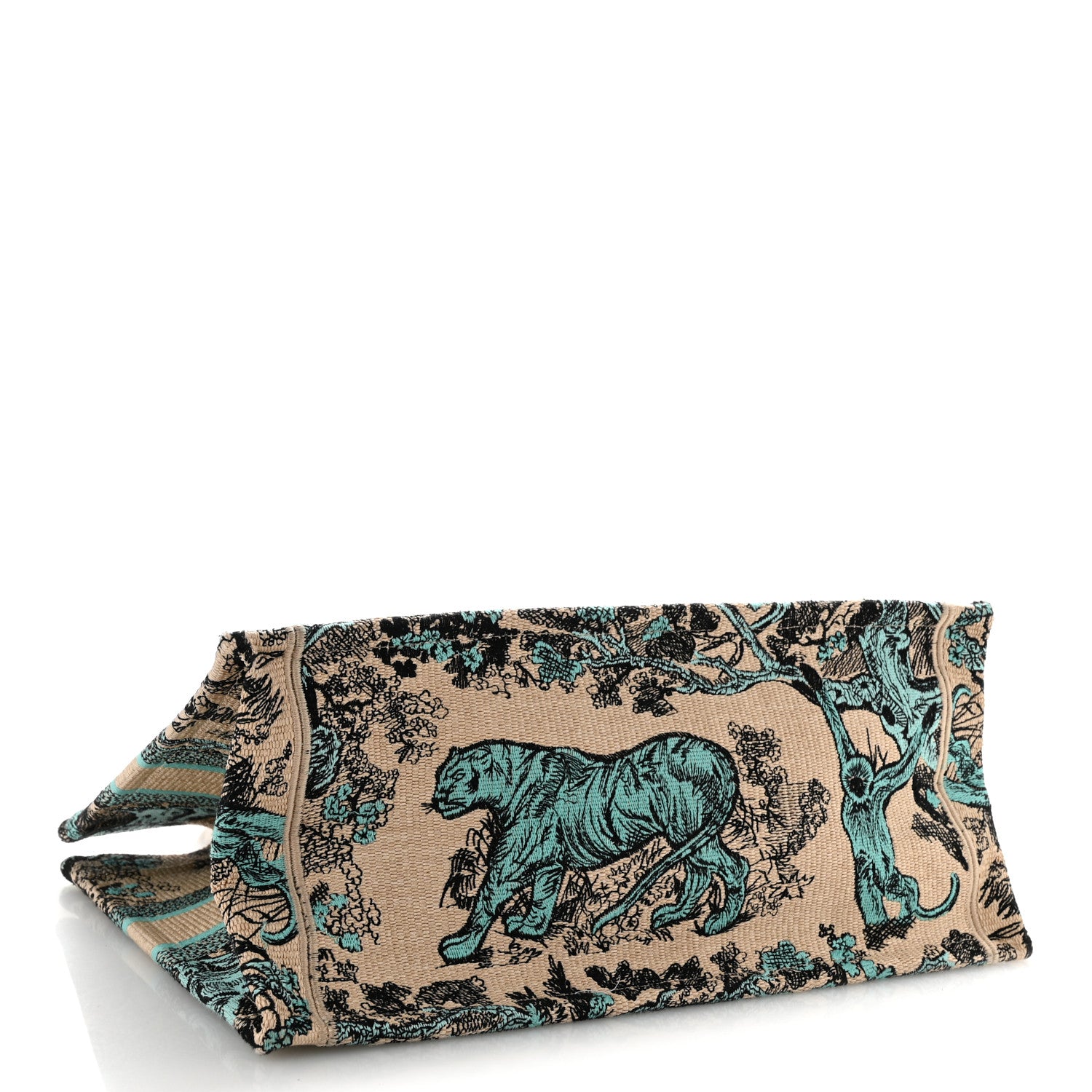 Christian Dior Raffia Embroidered Dioriviera Medium Book Tote Aquamarina 4 of 10