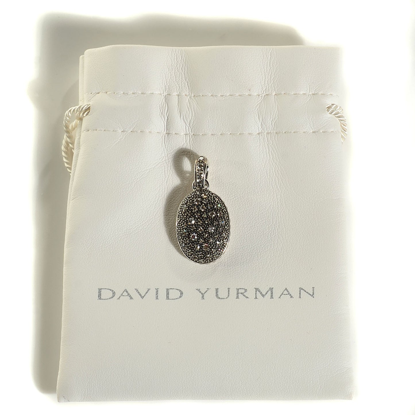 Sterling Silver Diamond Midnight Melange Oval Enhancer Pendant