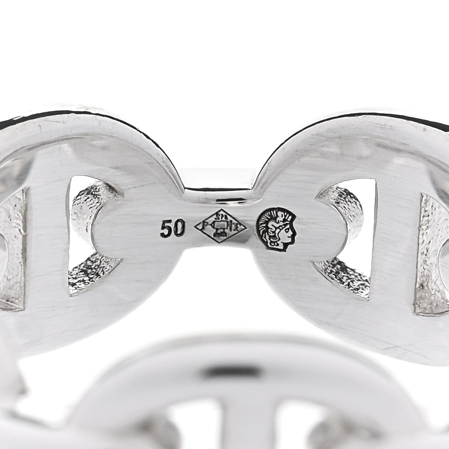 Sterling Silver PM Chaine d'Ancre Enchainee Band Ring  50 5.25