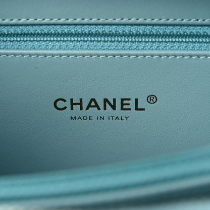 Chanel Caviar Quilted Medium CC Filigree Vanity Case Light Blue 6 of 11