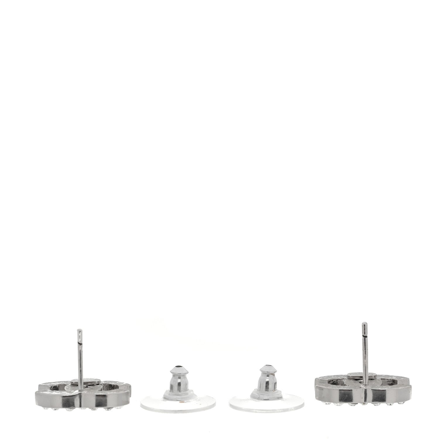 Chanel Crystal Mini Timeless CC Earrings Silver 3 of 5