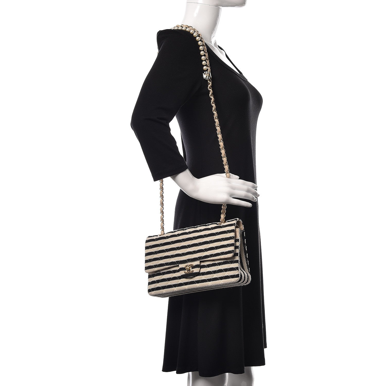 Chanel Jersey Quilted Medium Coco Sailor Flap Black White 2 of 9
