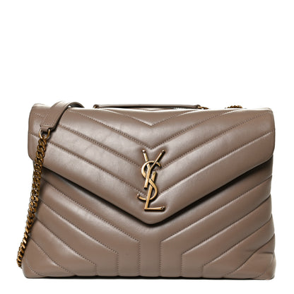 Saint Laurent Calfskin Y Quilted Monogram Medium Loulou Chain Satchel Taupe 1 of 14