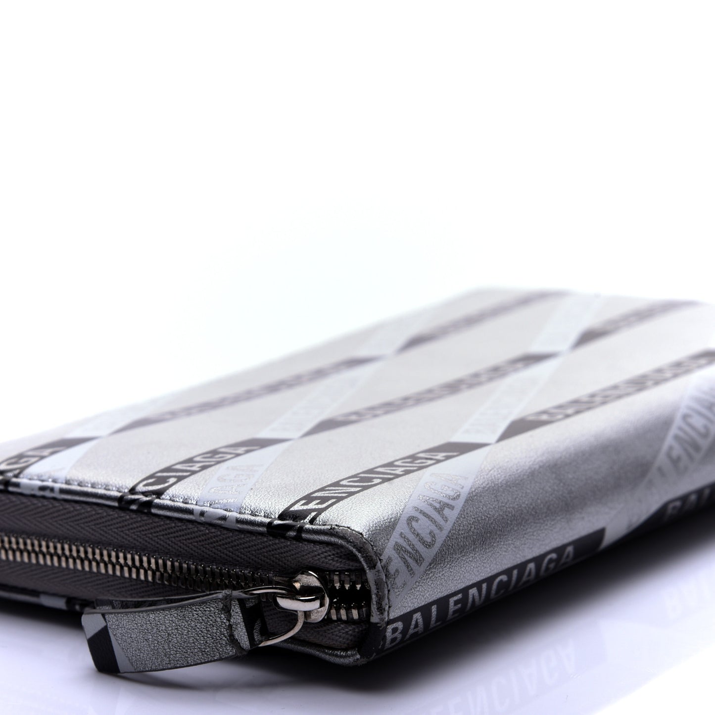 Metallic Calfskin Losange Monogram Everyday Continental Zip Around Wallet Silver Black White