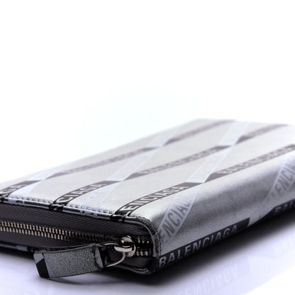 Balenciaga Metallic Calfskin Losange Monogram Everyday Continental Zip Around Wallet Silver Black White 6 of 10