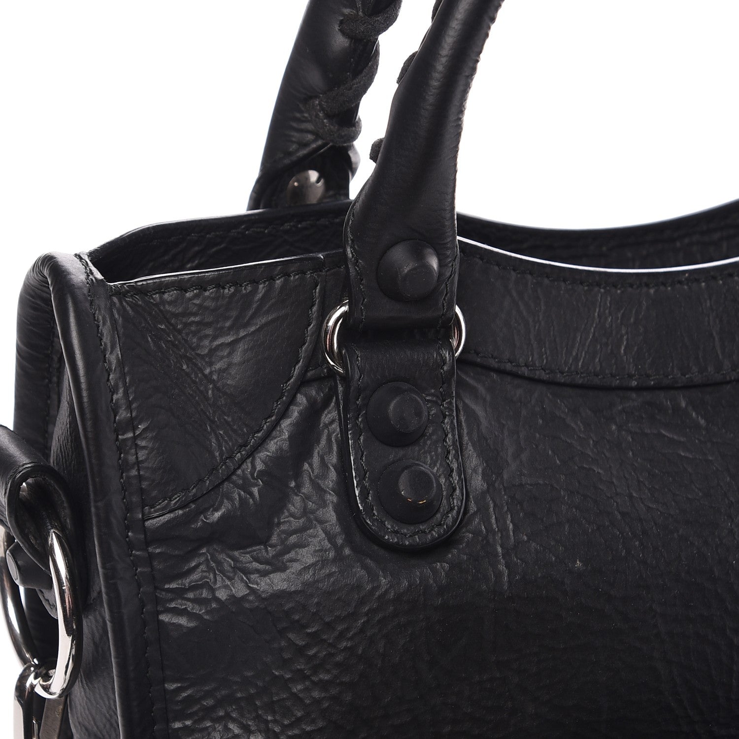 Balenciaga Matte Goatskin Rubber Covered Classic Hardware Mini City Black 10 of 11