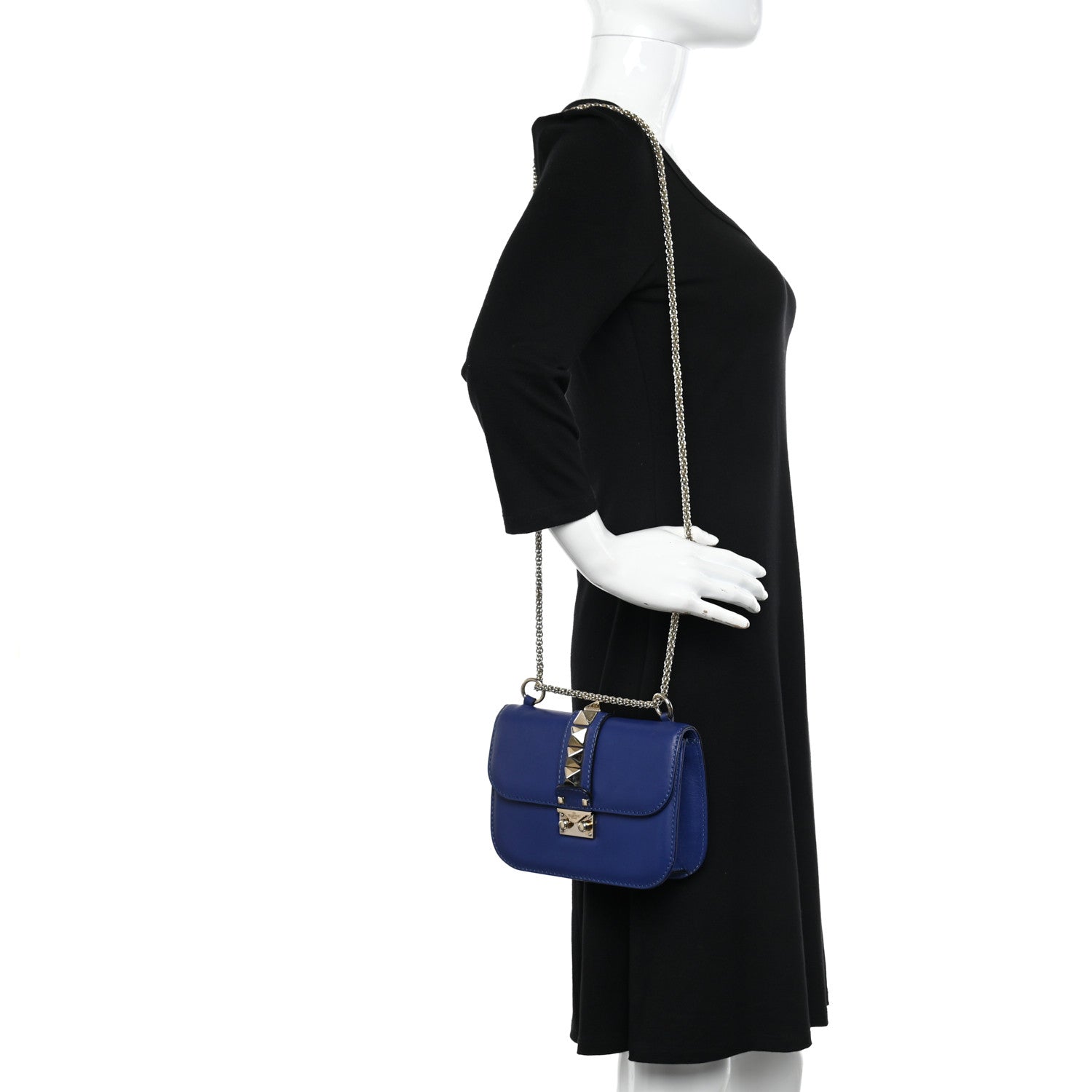 Valentino Garavani Vitello Small Glam Lock Rockstud Flap Blue China 2 of 13