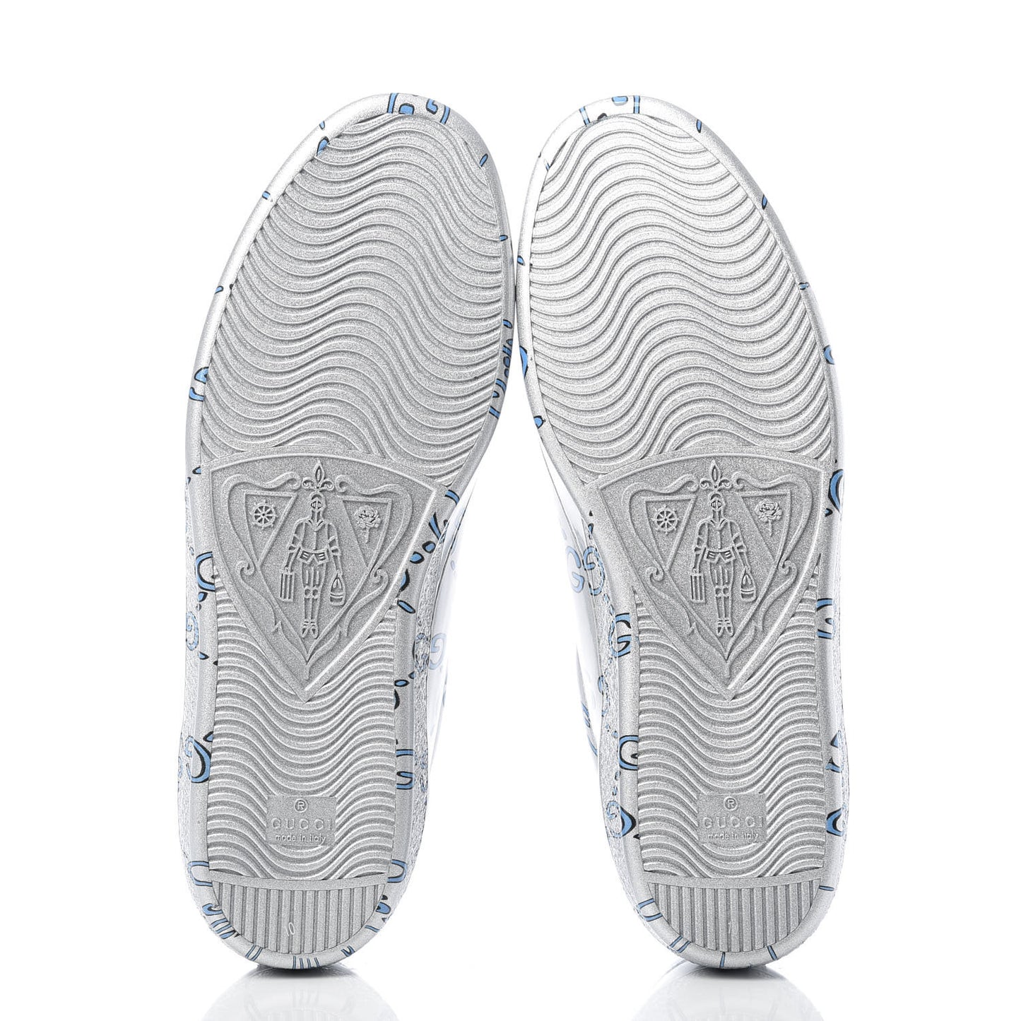 Miro Rubber Wax GucciGhost Print Mens New Ace Sneakers 10 Silver