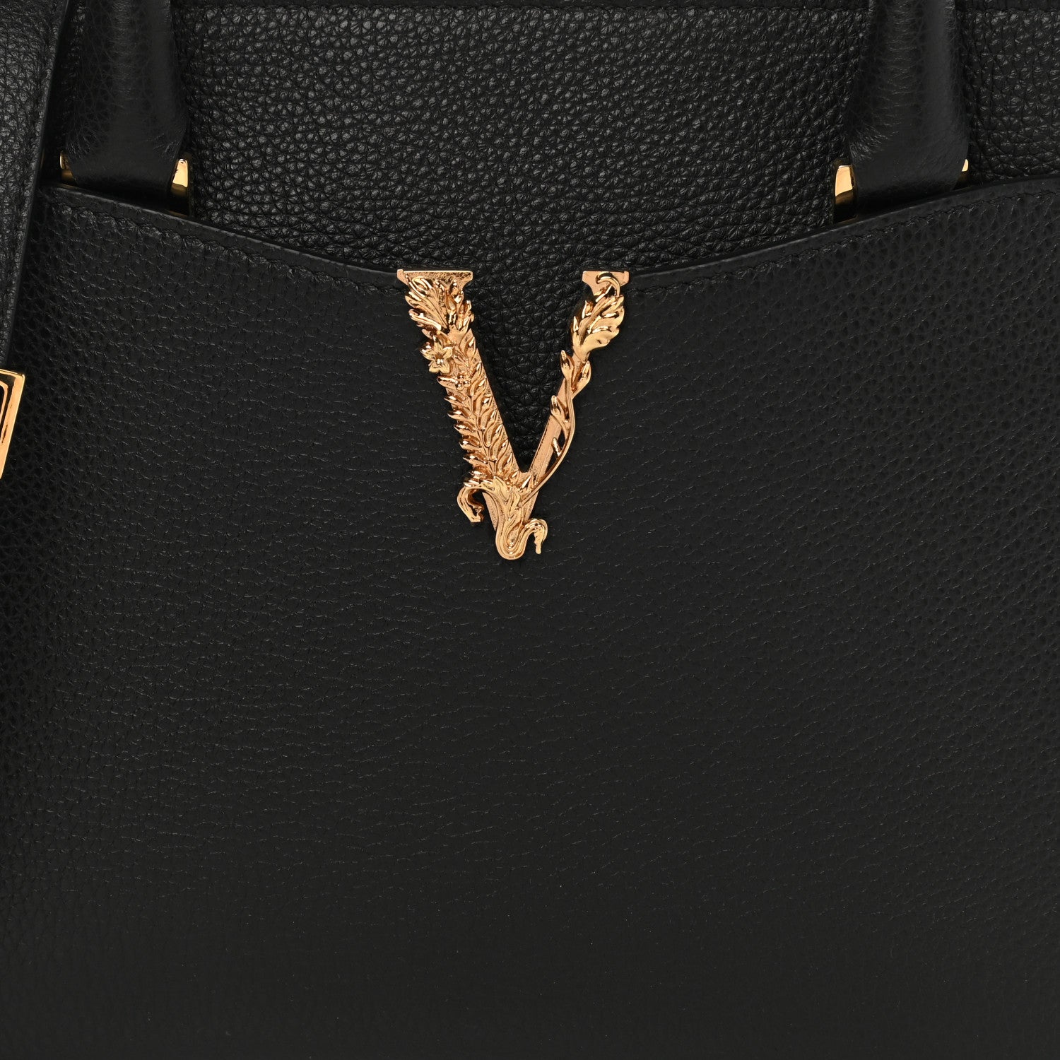 Versace Grainy Calfskin Virtus Top Handle Tote Black 8 of 10