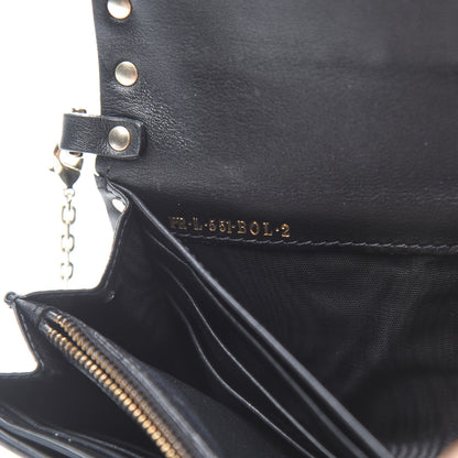 Valentino Garavani Vitello Rockstud Flap Wallet on Chain Black 7 of 10
