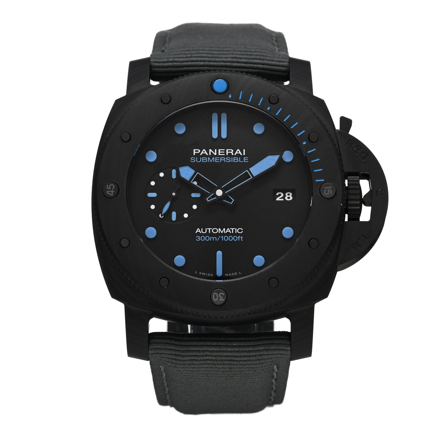Carbotech Fabric 47mm Luminor Submersible Automatic Watch Black PAM02616