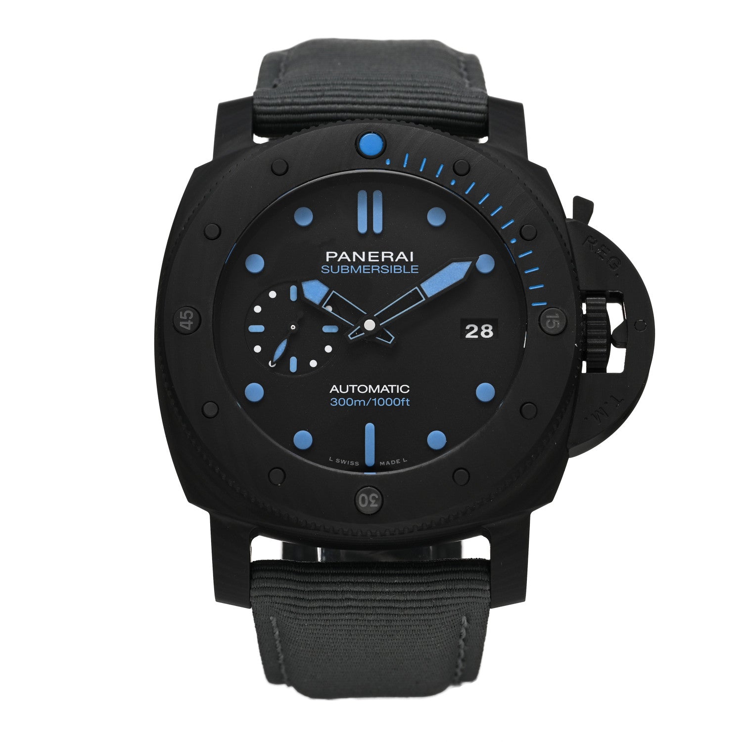 Panerai Carbotech Fabric 47mm Luminor Submersible Automatic Watch Black PAM02616 1 of 6