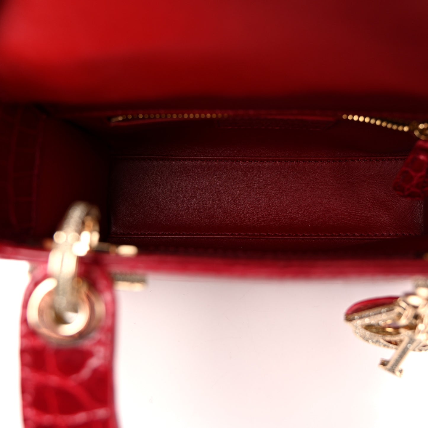 Alligator Crystal Mini Lady Dior Red