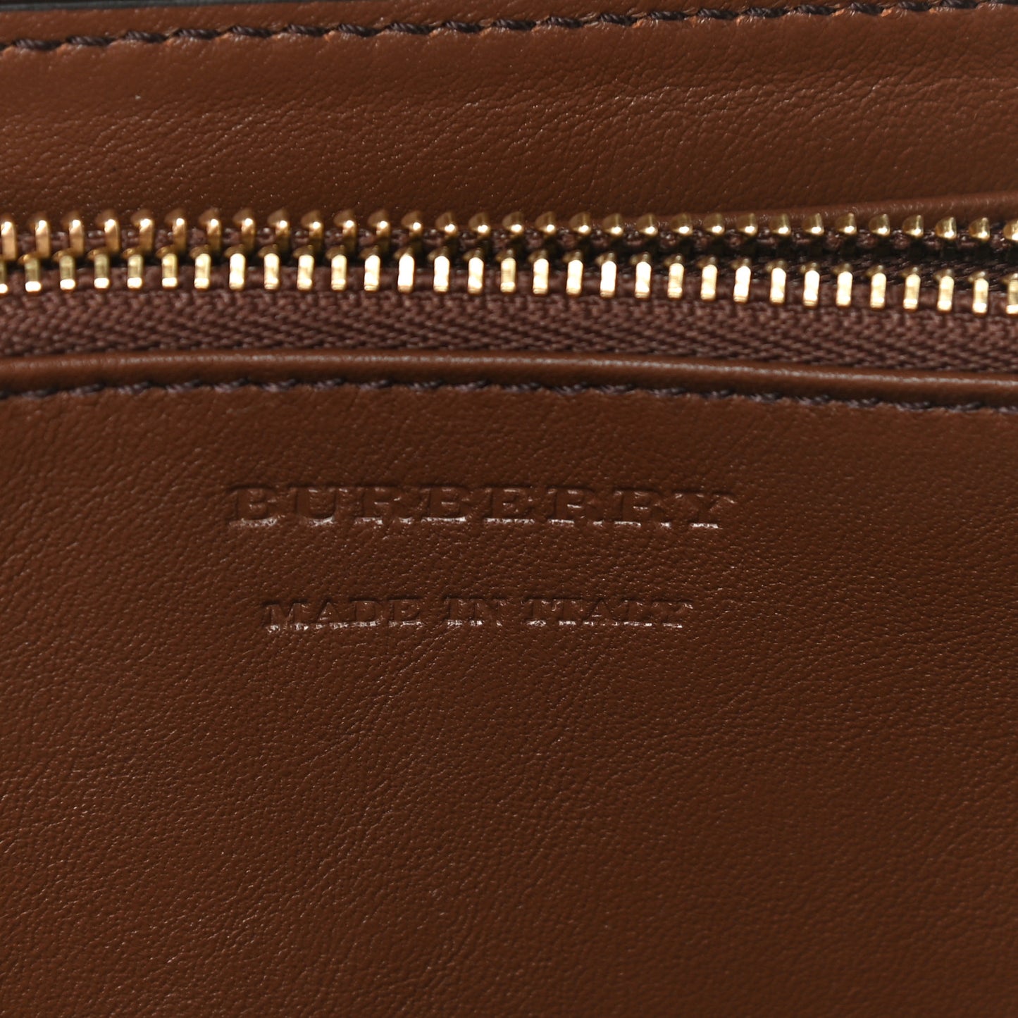 Calfskin House Check Elmore Zip Around Wallet Tan