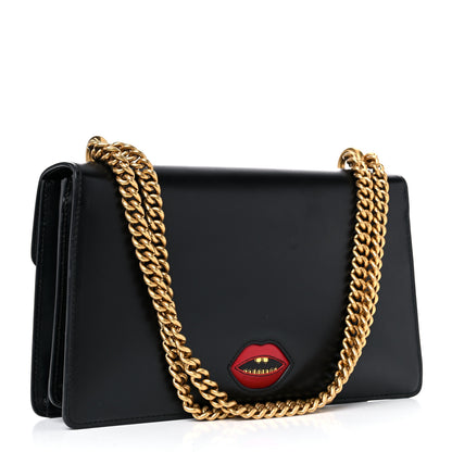 Gucci Knight Calfskin Malaga Kid Heart Medium GG Marmont Chain Handle Bag Black Hibiscus Red Multicolor 3 of 14