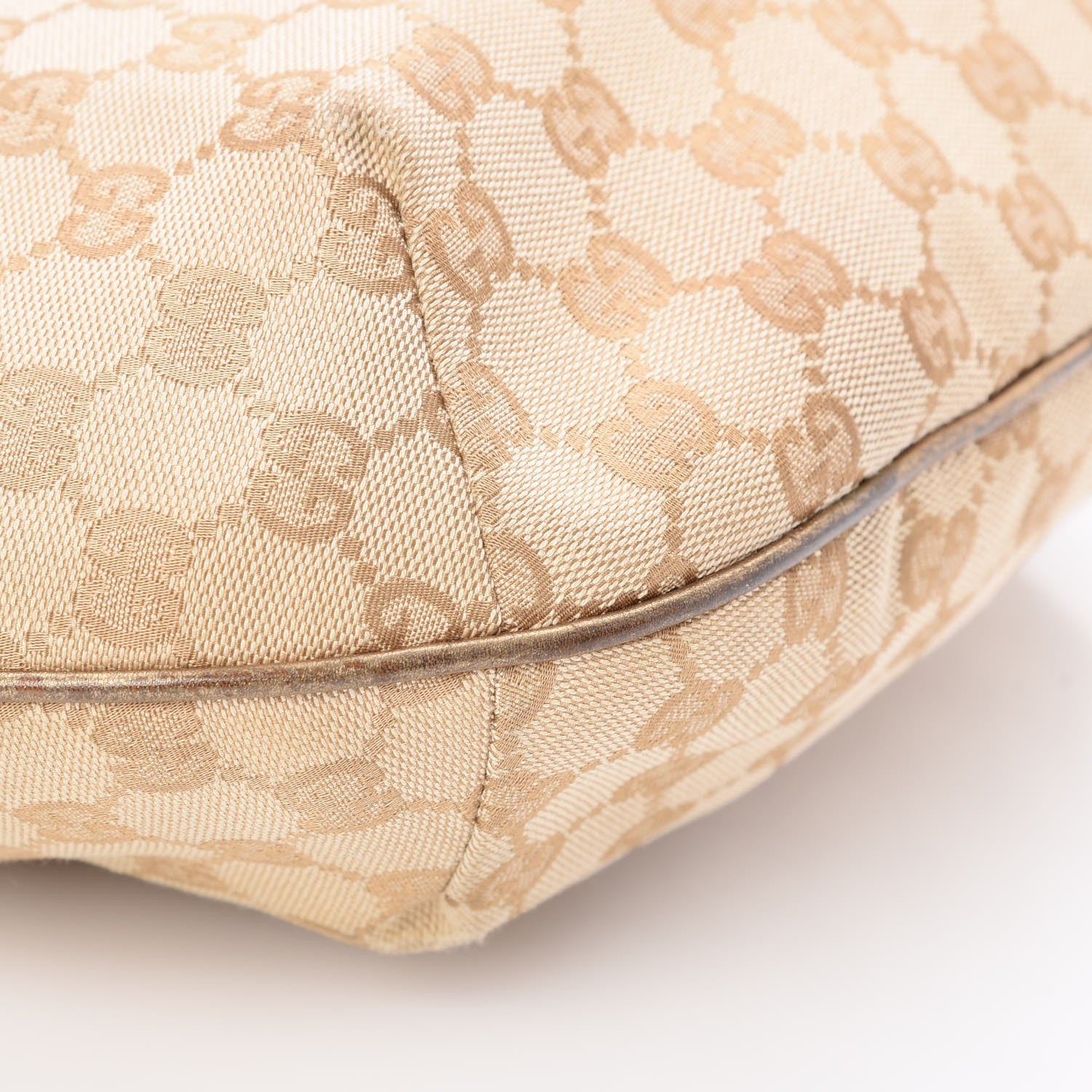 Gucci Monogram Web Medium Half Moon Hobo Gold Pink 9 of 10