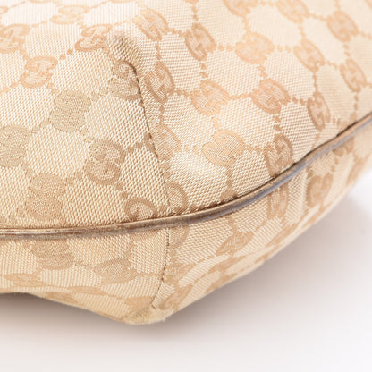 Gucci Monogram Web Medium Half Moon Hobo Gold Pink 9 of 10
