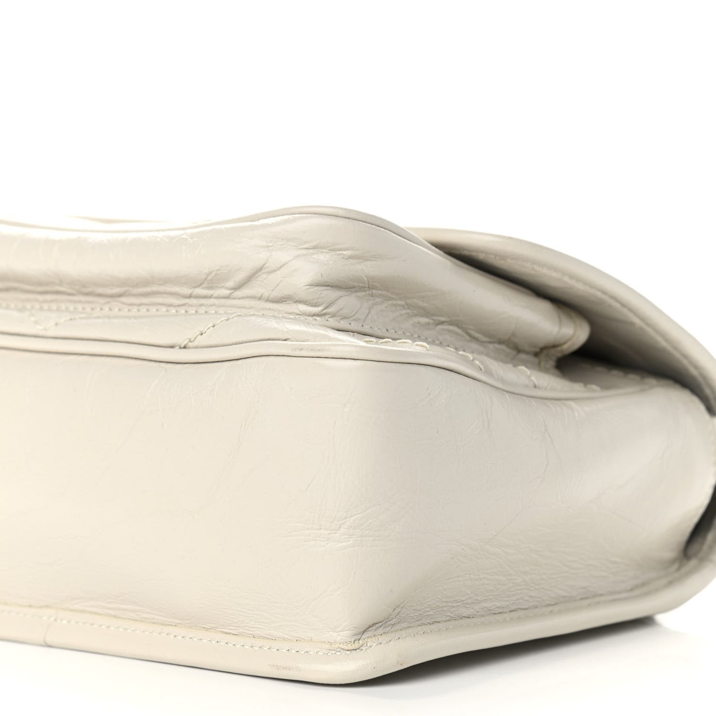 Crinkled Calfskin Matelasse Monogram Baby Niki Chain Satchel Ivory