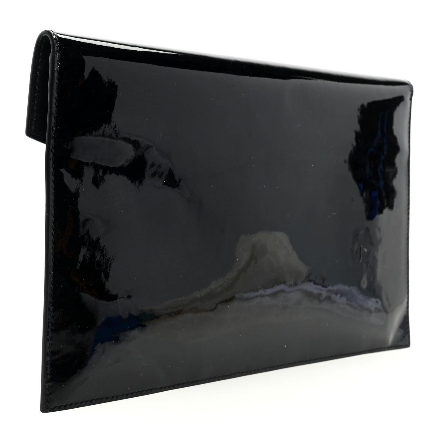 Patent Calfskin Monogram Uptown Clutch Black