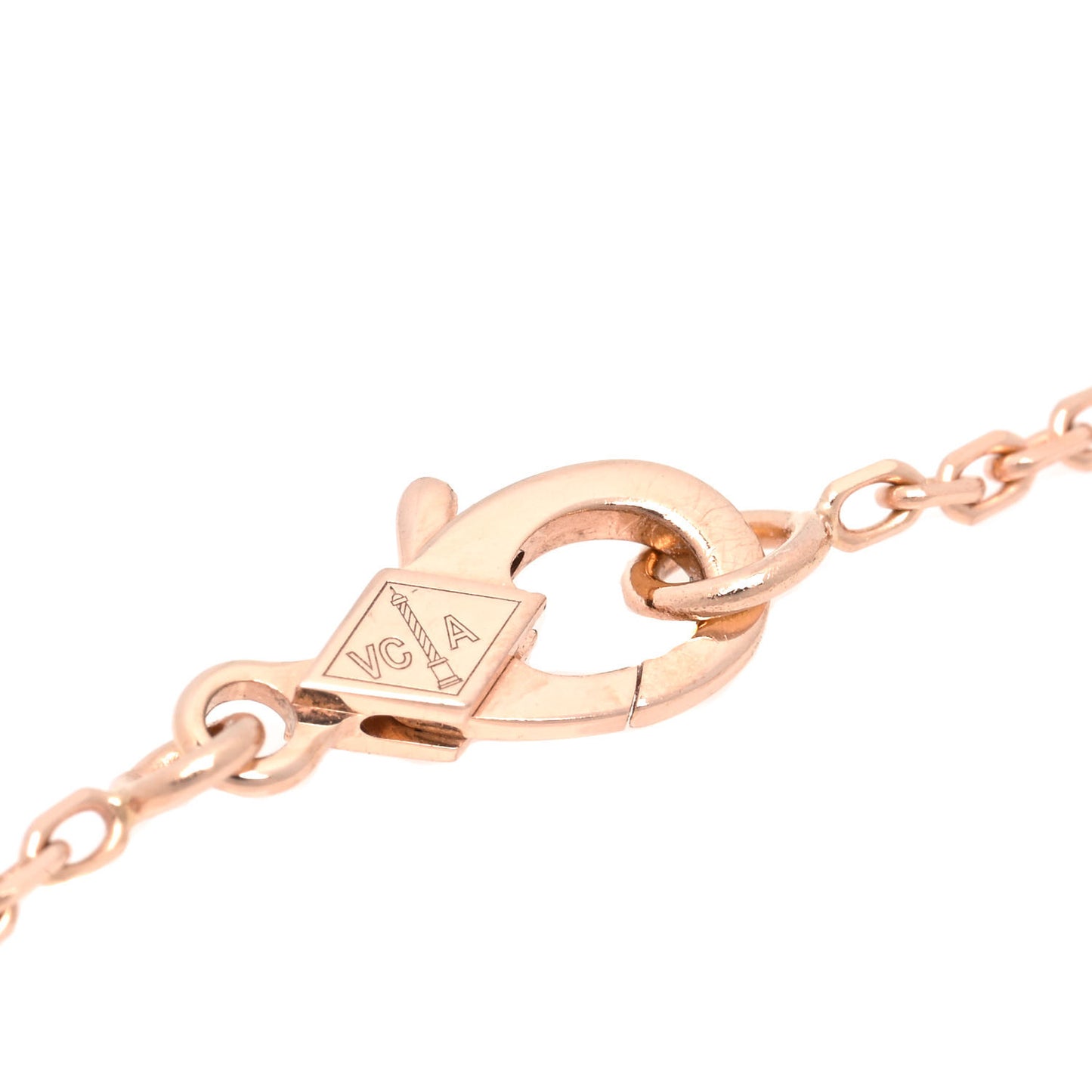 18K Rose Gold Gray Mother of Pearl Vintage Alhambra Pendant Necklace