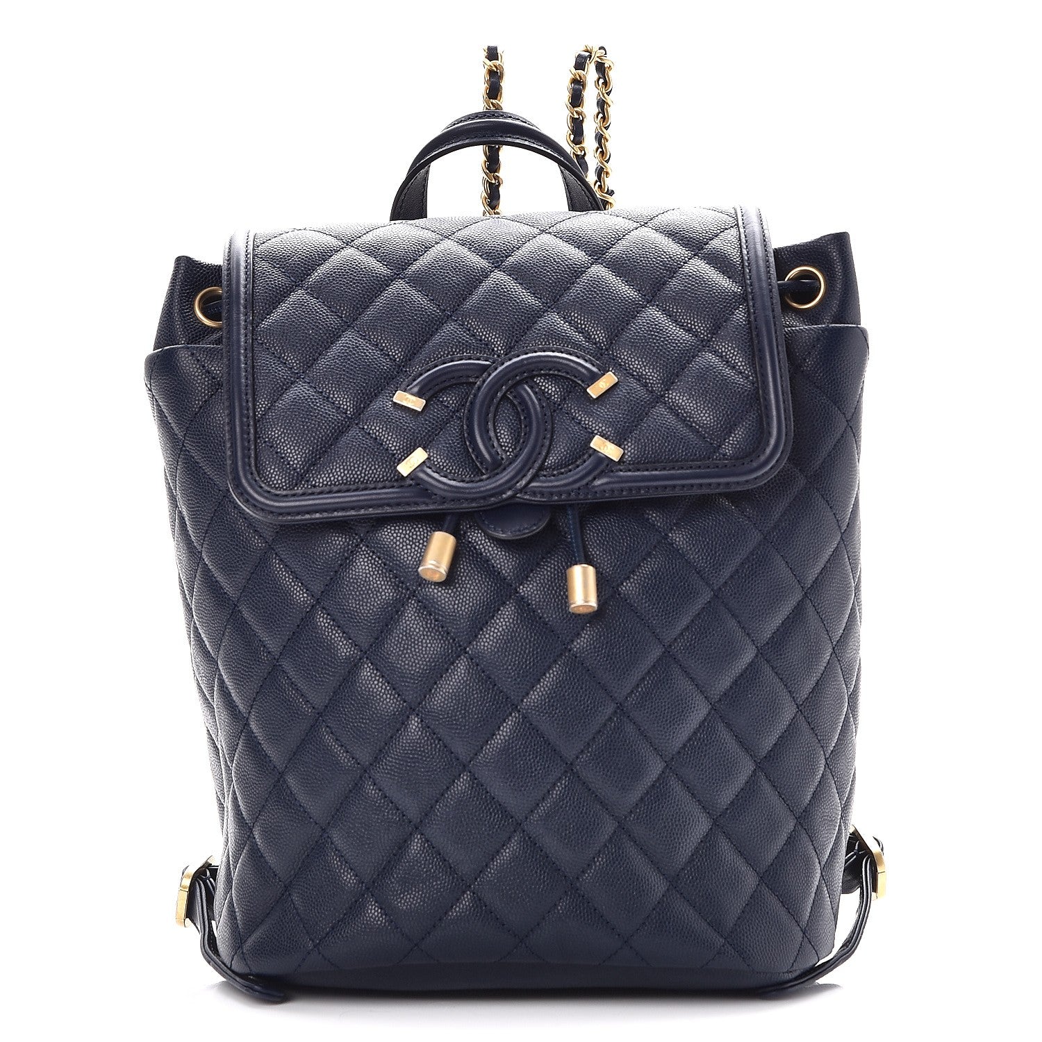 Chanel Caviar Quilted Filigree Backpack Navy 1 of 9