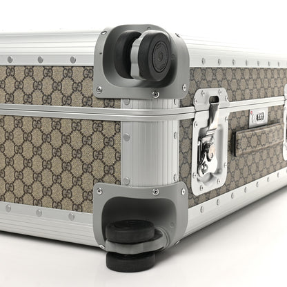 Gucci GG Supreme Monogram Aluminium Porter Medium Trolley Suitcase Beige Ebony Silver 8 of 8