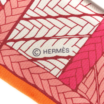 Hermes Silk Tresses H Twilly Rose Vif Orange White 4 of 4