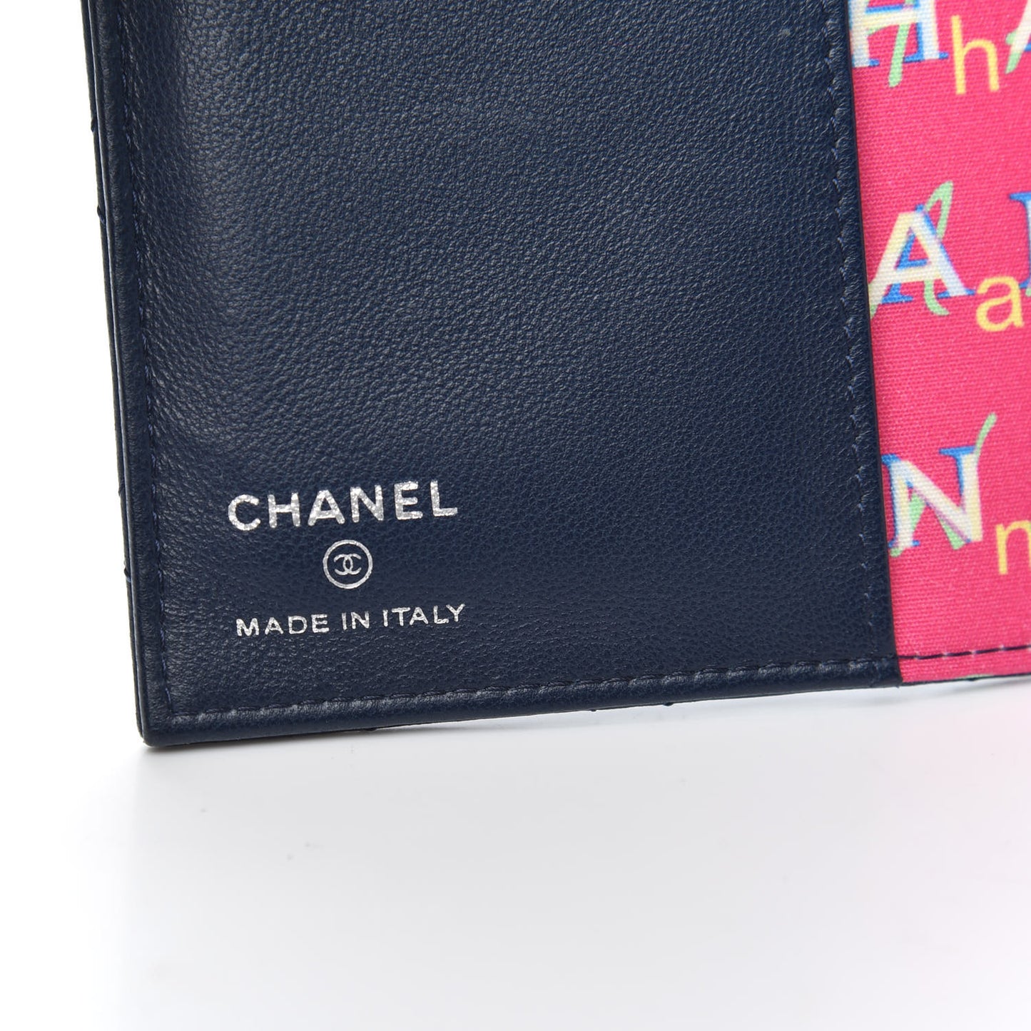 Lambskin Quilted Passport Holder Navy