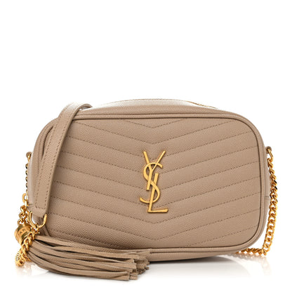 Saint Laurent Grain De Poudre Matelasse Monogram Mini Lou Camera Bag Dark Beige 1 of 11