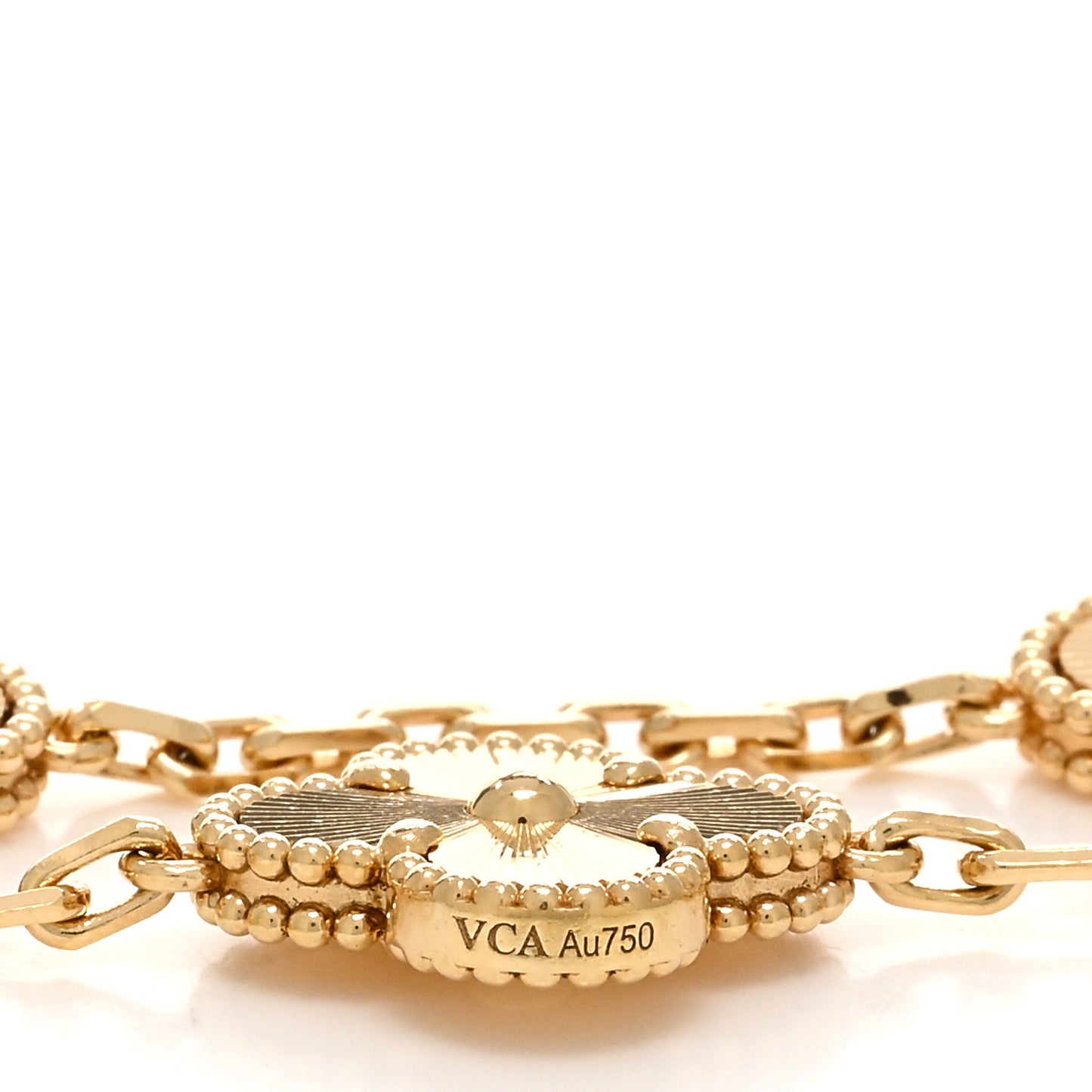 18K Yellow Gold 5 Motifs Guilloche Vintage Alhambra Bracelet
