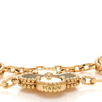 Van Cleef & Arpels 18K Yellow Gold 5 Motifs Guilloche Vintage Alhambra Bracelet 4 of 5