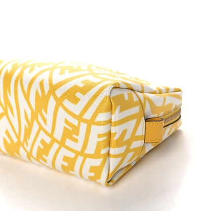 Fendi X SARAH COLEMAN Glazed Canvas Vitello King FF Vertigo Small Trapezoid Beauty Pouch Mimosa White 6 of 10