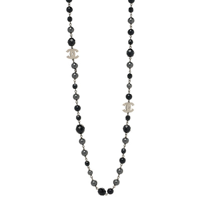 Chanel Ruthenium Pearl Beaded CC Long Necklace Black 1 of 5