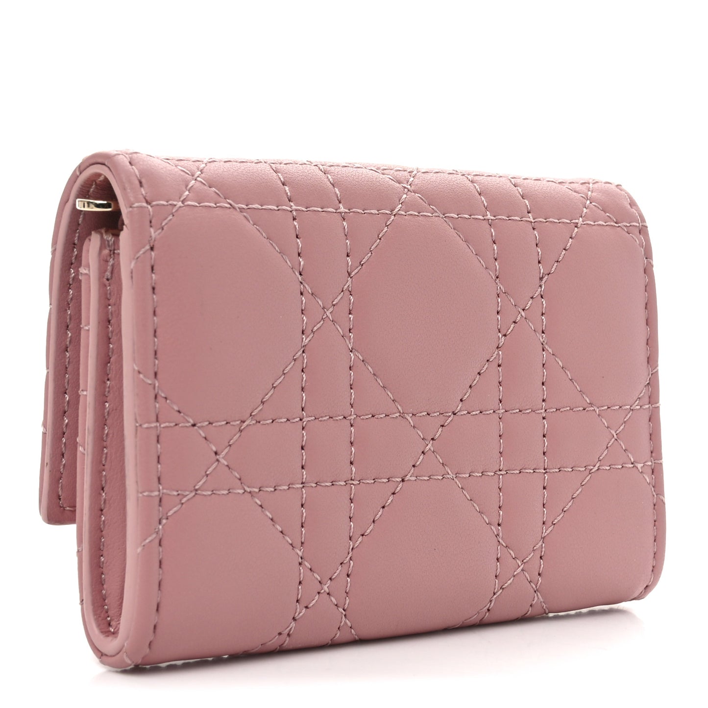Lambskin Cannage Miss Dior Glycine Wallet Pink