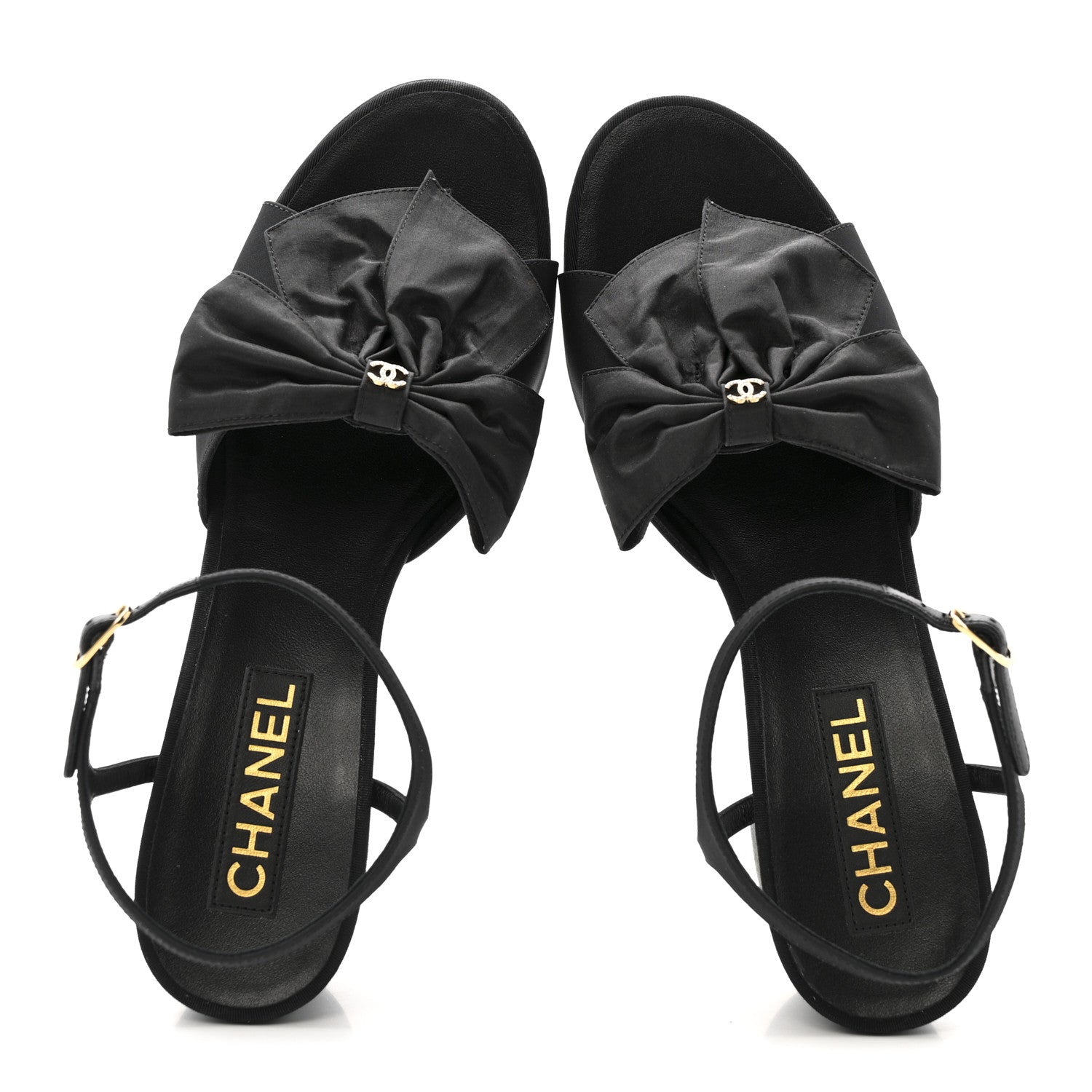 Chanel Silk Crystal Bow CC Sandals 40 Black 2 of 9