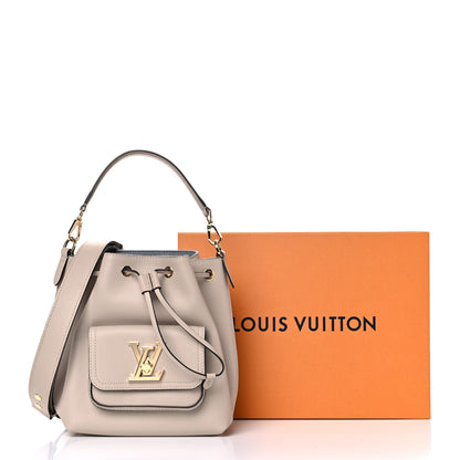 Louis Vuitton Calfskin Lockme Bucket MM Greige 20 of 20