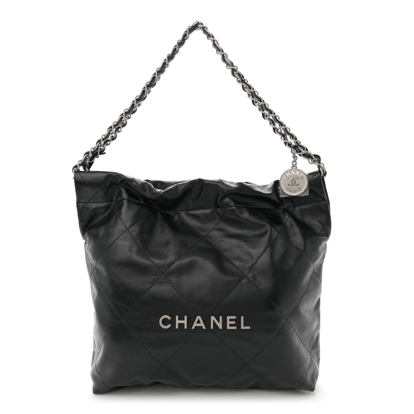 Shiny Calfskin Quilted Small Chanel 22 Black