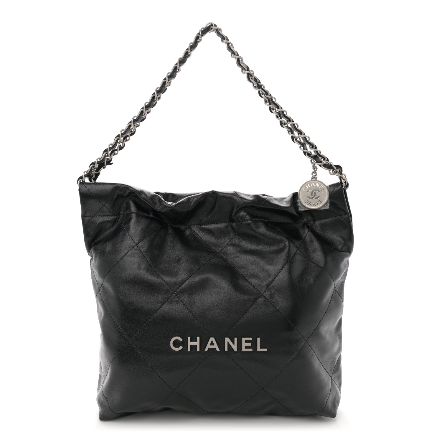 Chanel Shiny Calfskin Quilted Small Chanel 22 Black 1 of 11
