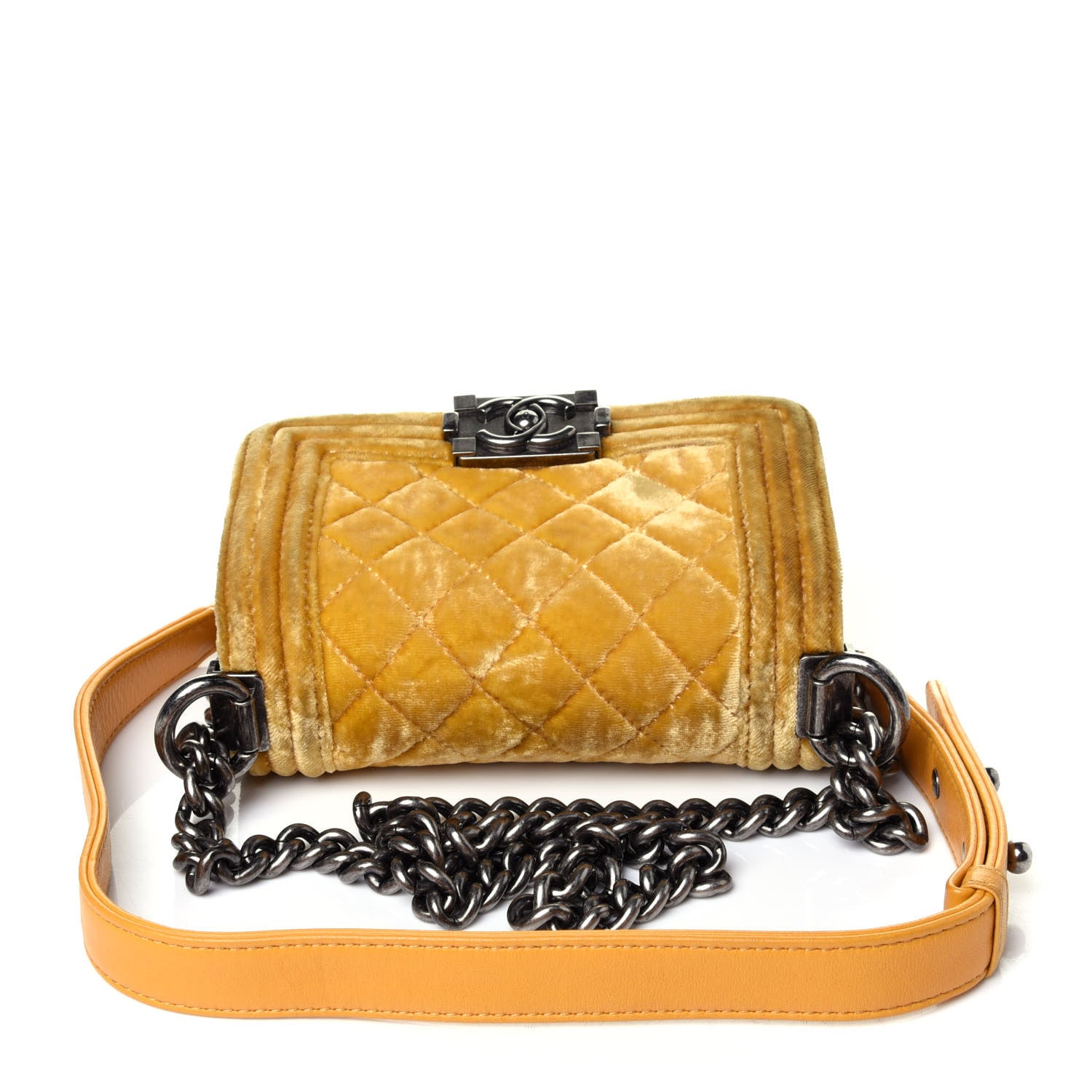 Chanel Velvet Quilted Mini Boy Flap Yellow 10 of 11