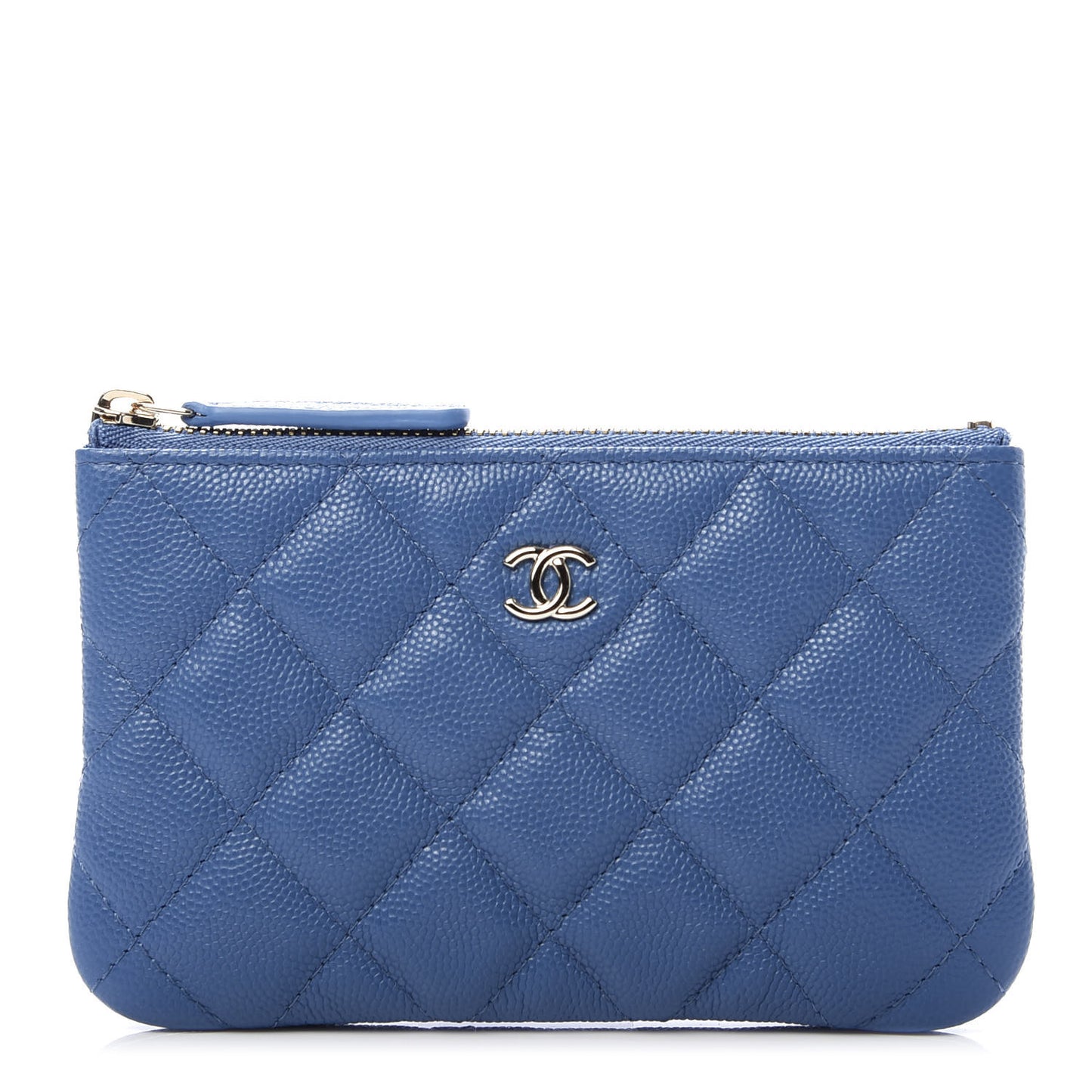 Caviar Quilted Small Cosmetic Case Blue