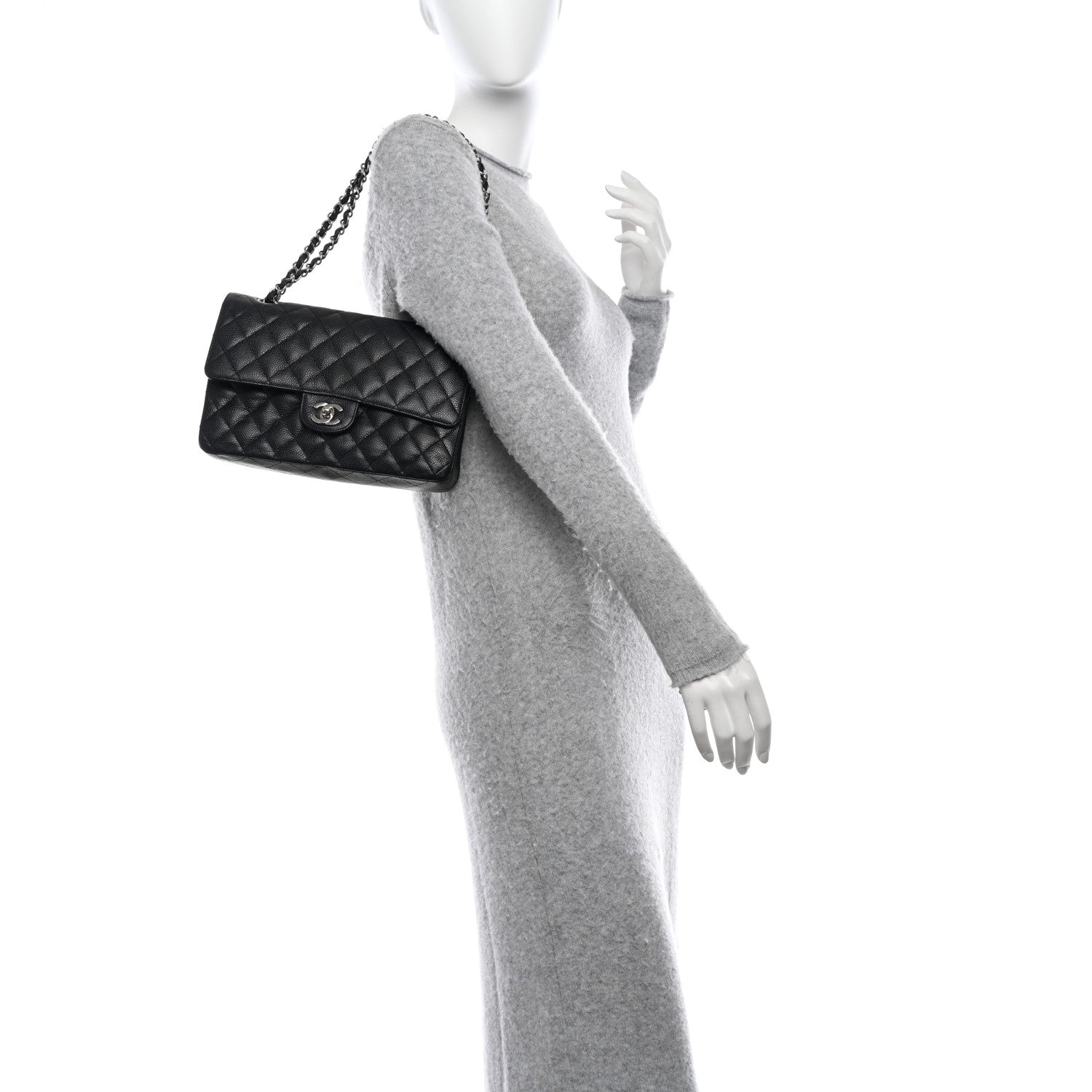 Chanel Caviar Quilted Medium Double Flap Black 2 of 14