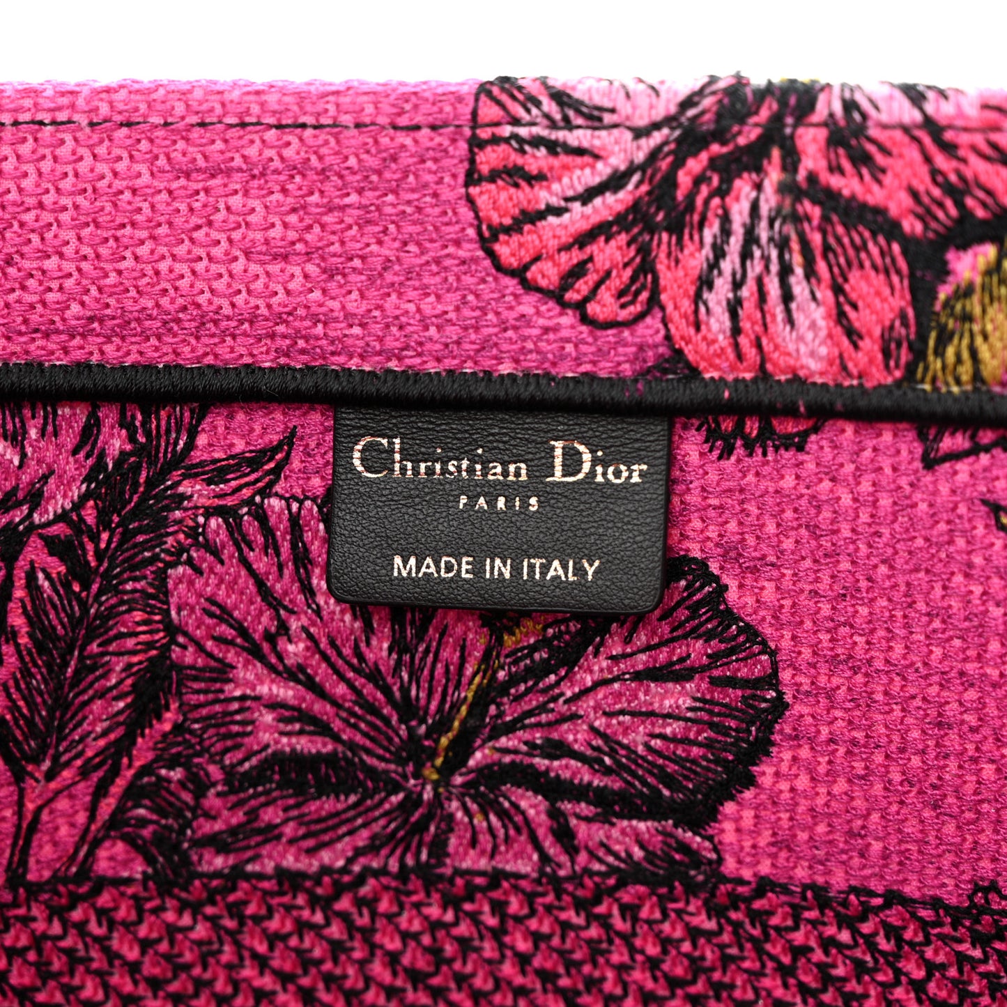 Canvas Embroidered Medium Toile de Jouy Voyage Book Tote Fuchsia Multicolor