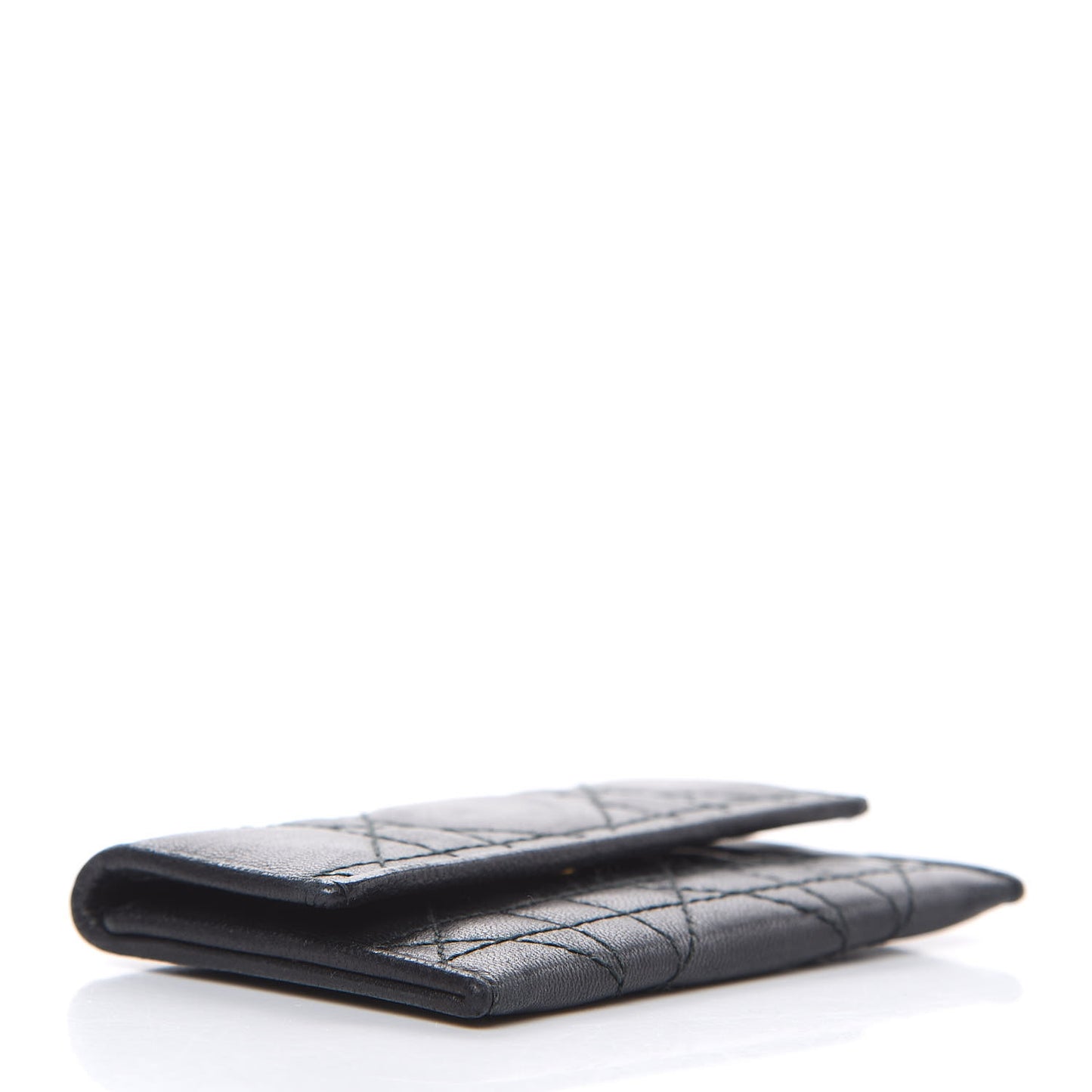 Lambskin Cannage Lady Dior Flap Card Holder Black