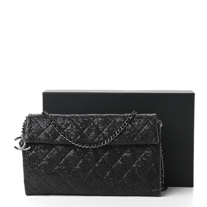 Chanel Iridescent Vinyl Quilted Clutch With Chain Black 11 of 11