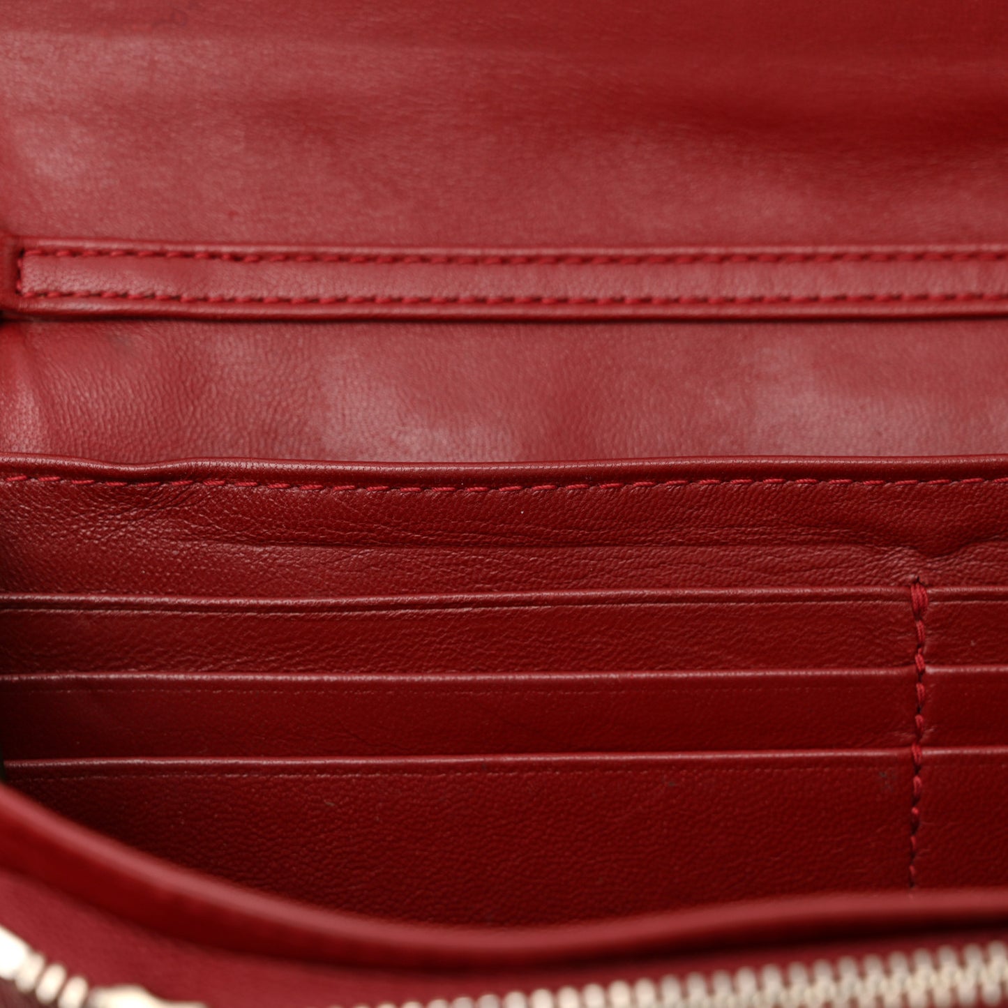 Patent Cannage Miss Dior Chain Wallet Red