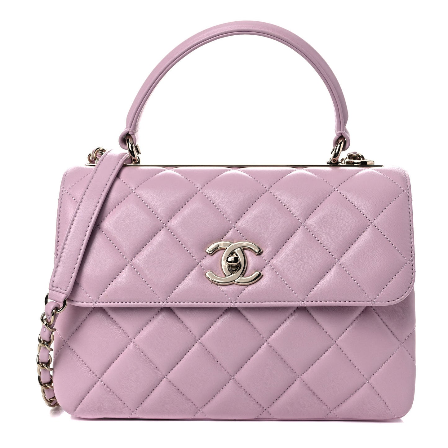 Lambskin Quilted Small Trendy CC Flap Dual Handle Bag Light Pink