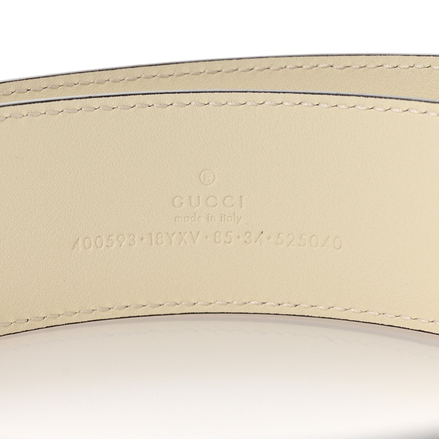 Gucci Azalea Calfskin Enamel Monochrome Double G 40mm Belt 85 34 Mystic White 3 of 6